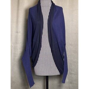 Athleta Blue Knit Wool Cashmere Blend Long Sleeve Open Cocoon Cardigan XL